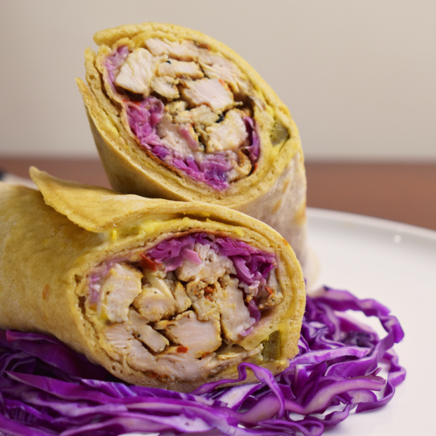 Chicken hummus wrap