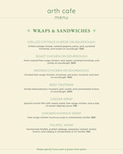 Arth Cafe Menu